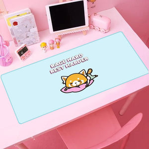 Kawaii Aggretsuko Red Panda "Rage Hard, Rest Harder" Large Mouse Pad-Enchanted peach