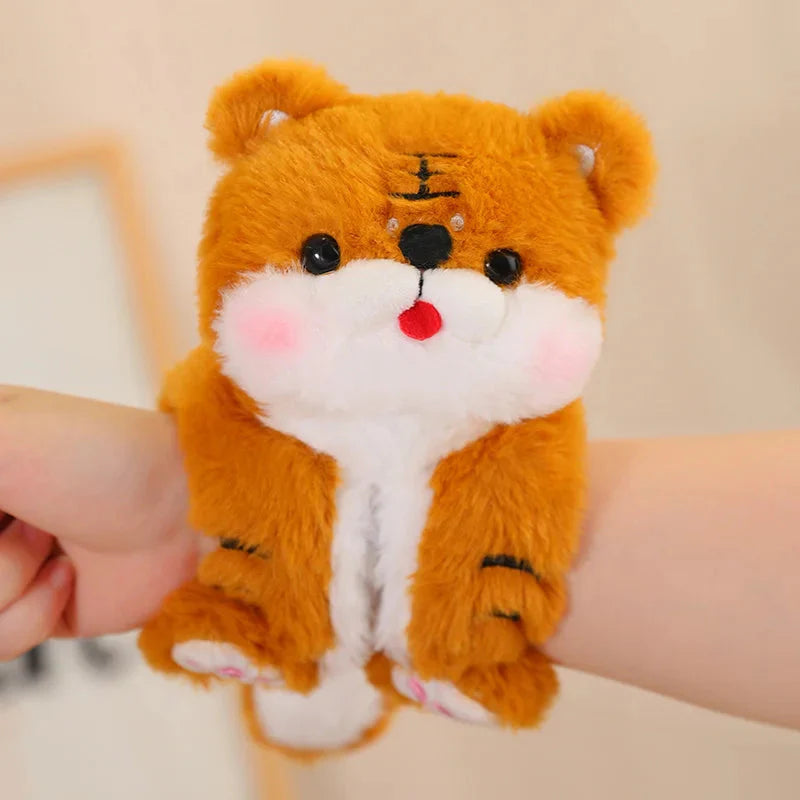 Kawaii Animal Slap Snap Wrap Wristband Plushie Collection-Enchanted peach