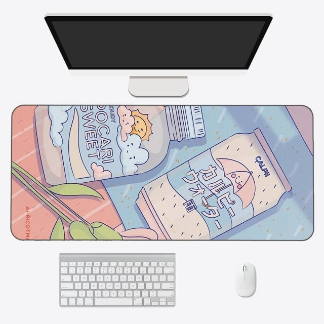 Kawaii Anime Aesthetics Large Mouse Pad-Enchanted peach