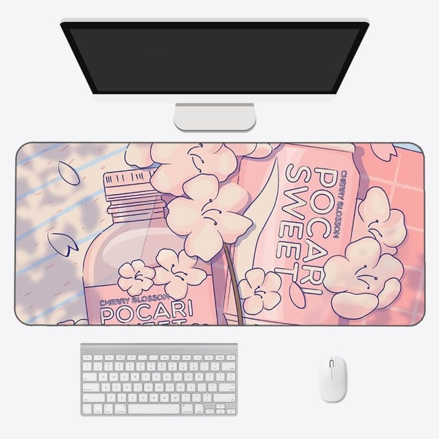 Kawaii Anime Aesthetics Large Mouse Pad-Enchanted peach