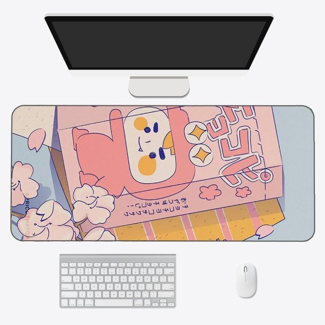 Kawaii Anime Aesthetics Large Mouse Pad-Enchanted peach