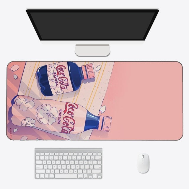 Kawaii Anime Aesthetics Large Mouse Pad-Enchanted peach