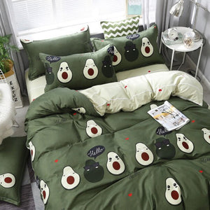 Kawaii Avocado Buddies Bedding Set-Enchanted peach