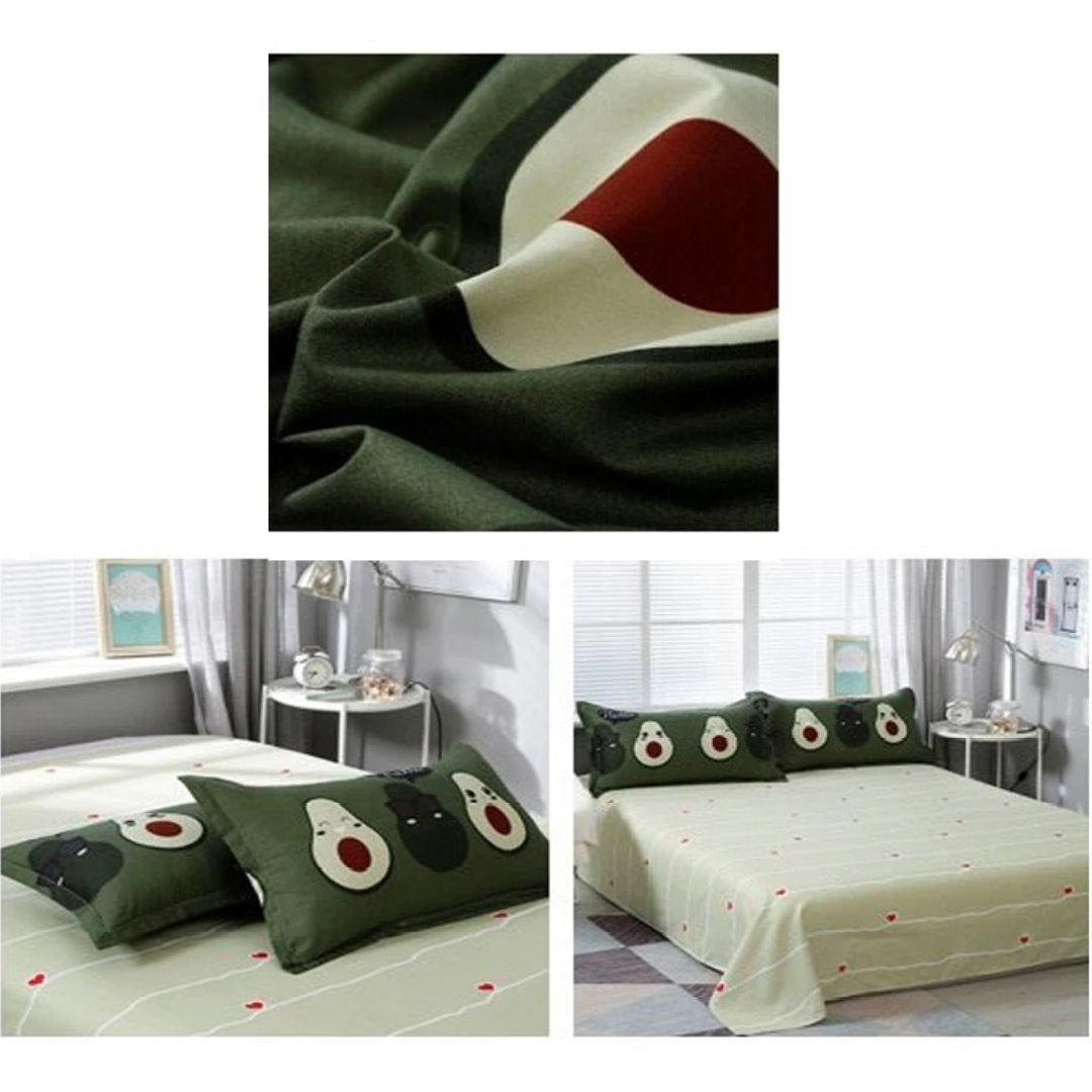 Kawaii Avocado Buddies Bedding Set-Enchanted peach