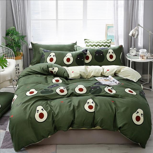 Kawaii Avocado Buddies Bedding Set-Enchanted peach