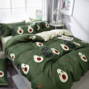 Kawaii Avocado Buddies Bedding Set-Enchanted peach