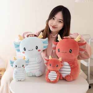 Kawaii Axolotl Dragon Plush-Enchanted peach