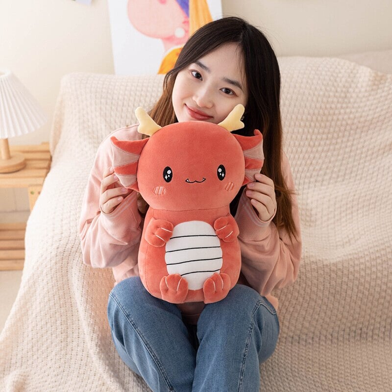 Kawaii Axolotl Dragon Plush-Enchanted peach