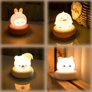 Kawaii Bear Bunny Duck Cat LED Night Light-Enchanted peach