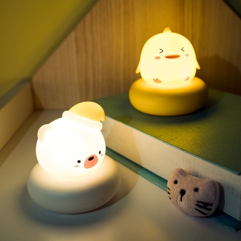 Kawaii Bear Bunny Duck Cat LED Night Light-Enchanted peach