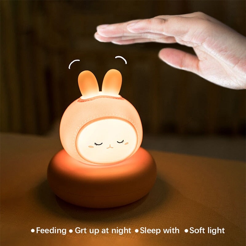 Kawaii Bear Bunny Duck Cat LED Night Light-Enchanted peach