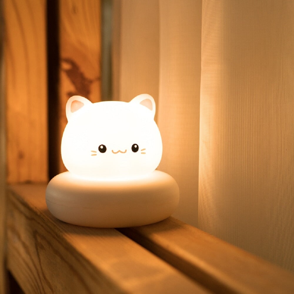 Kawaii Bear Bunny Duck Cat LED Night Light-Enchanted peach