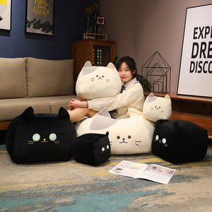 Kawaii Black White Cube Cat Plushies-Enchanted peach