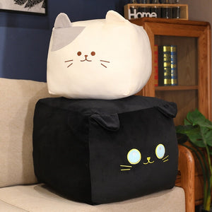 Kawaii Black White Cube Cat Plushies-Enchanted peach