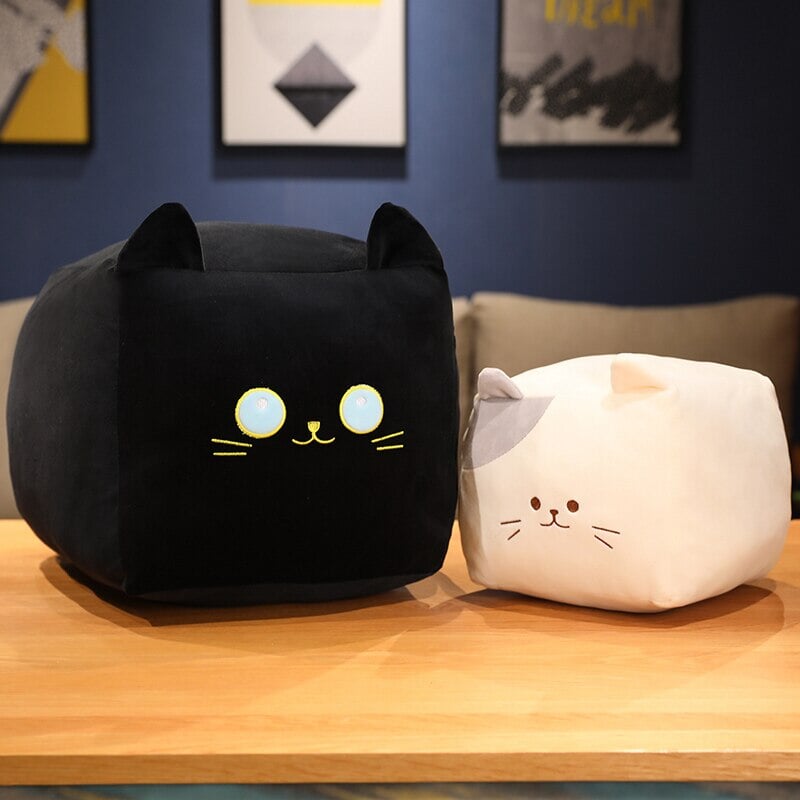 Kawaii Black White Cube Cat Plushies-Enchanted peach