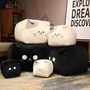 Kawaii Black White Cube Cat Plushies-Enchanted peach