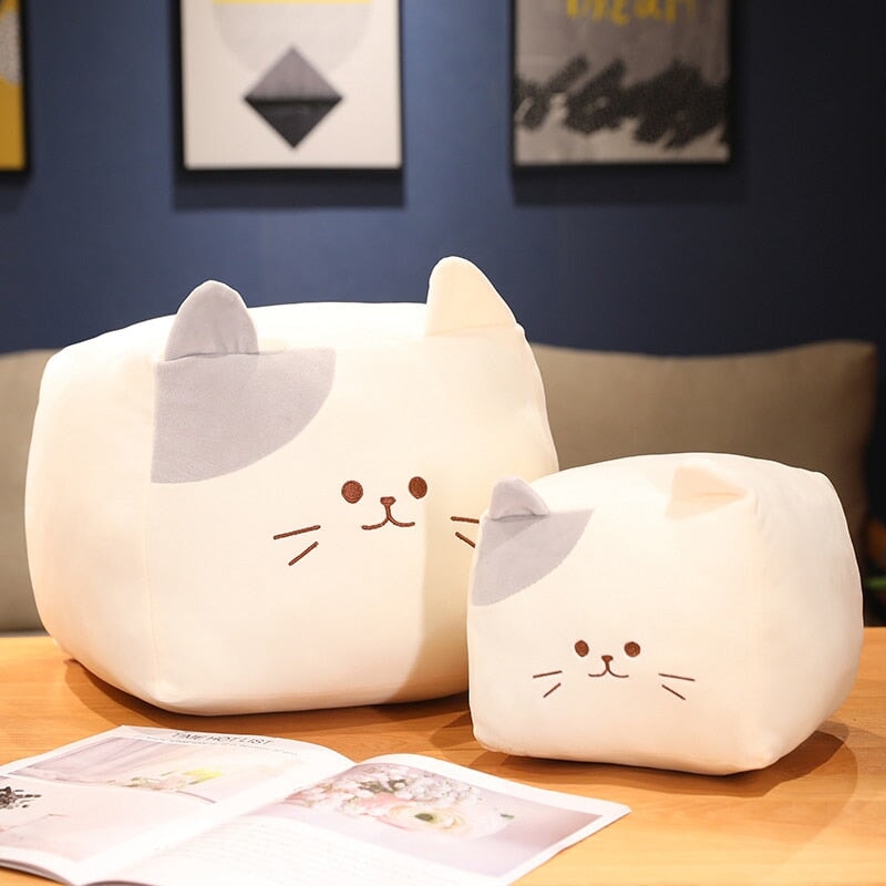 Kawaii Black White Cube Cat Plushies-Enchanted peach