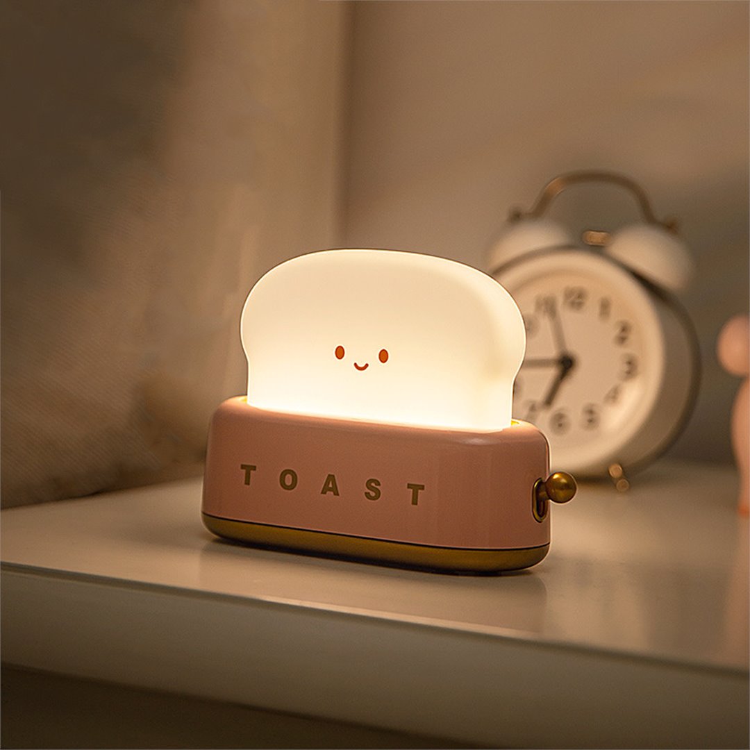 Kawaii Bread Toaster Machine LED Night Light-Enchanted peach