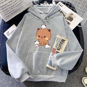 Kawaii Brown Bear Baby Pandas Unisex Hoodie-Enchanted peach