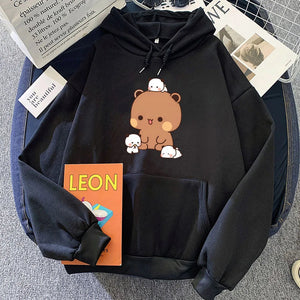 Kawaii Brown Bear Baby Pandas Unisex Hoodie-Enchanted peach