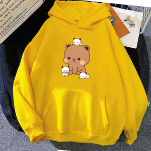 Kawaii Brown Bear Baby Pandas Unisex Hoodie-Enchanted peach