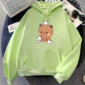 Kawaii Brown Bear Baby Pandas Unisex Hoodie-Enchanted peach