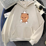 Kawaii Brown Bear Baby Pandas Unisex Hoodie-Enchanted peach