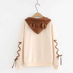 Kawaii Brown Bear Cookies Two-Tone Hoodie-Enchanted peach