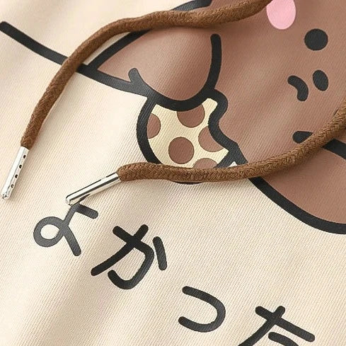 Kawaii Brown Bear Cookies Two-Tone Hoodie-Enchanted peach