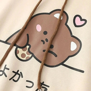 Kawaii Brown Bear Cookies Two-Tone Hoodie-Enchanted peach