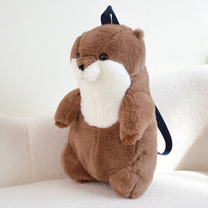 Kawaii Brown Otter Backpack Plushie-Enchanted peach