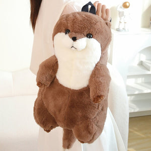 Kawaii Brown Otter Backpack Plushie-Enchanted peach