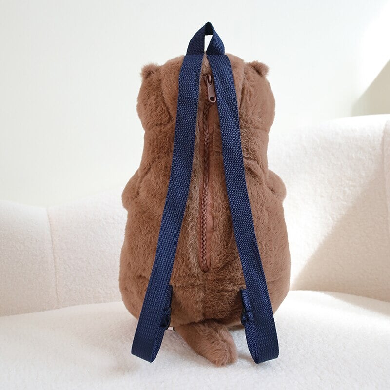 Kawaii Brown Otter Backpack Plushie-Enchanted peach