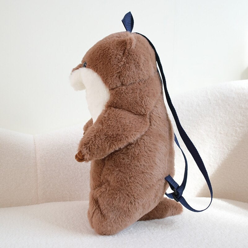 Kawaii Brown Otter Backpack Plushie-Enchanted peach