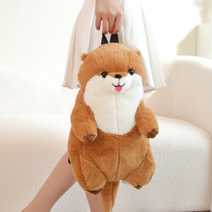 Kawaii Brown Otter Backpack Plushie-Enchanted peach