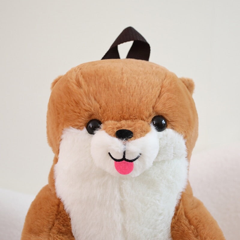 Kawaii Brown Otter Backpack Plushie-Enchanted peach