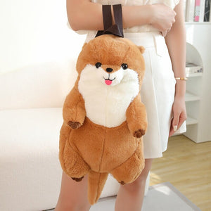 Kawaii Brown Otter Backpack Plushie-Enchanted peach