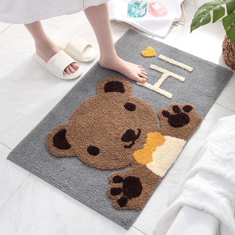 Kawaii Brown Paw Bear Bathroom Mat-Enchanted peach