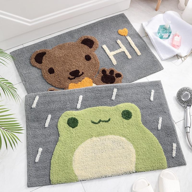 Kawaii Brown Paw Bear Bathroom Mat-Enchanted peach