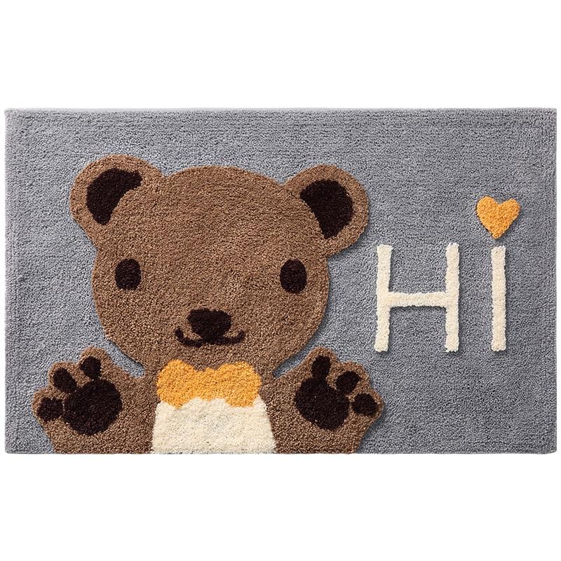 Kawaii Brown Paw Bear Bathroom Mat-Enchanted peach