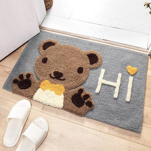 Kawaii Brown Paw Bear Bathroom Mat-Enchanted peach