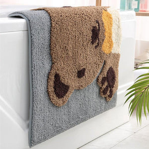 Kawaii Brown Paw Bear Bathroom Mat-Enchanted peach