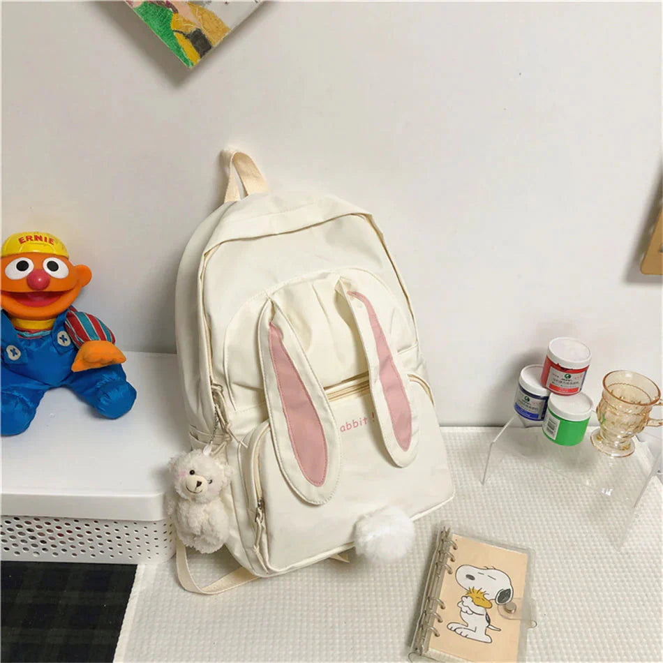 Kawaii Bunny Ears Backpack Bag-Enchanted peach