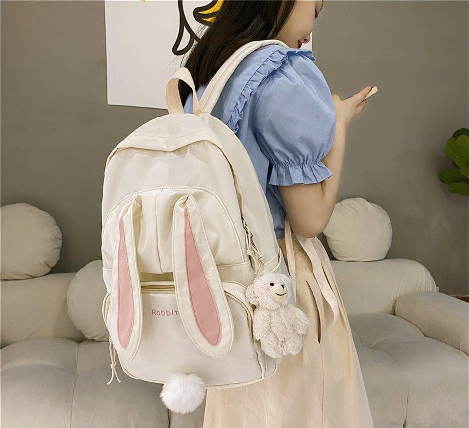 Kawaii Bunny Ears Backpack Bag-Enchanted peach