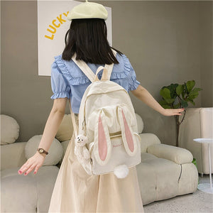 Kawaii Bunny Ears Backpack Bag-Enchanted peach