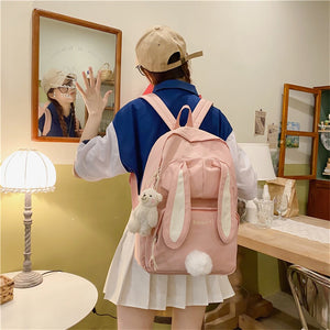 Kawaii Bunny Ears Backpack Bag-Enchanted peach