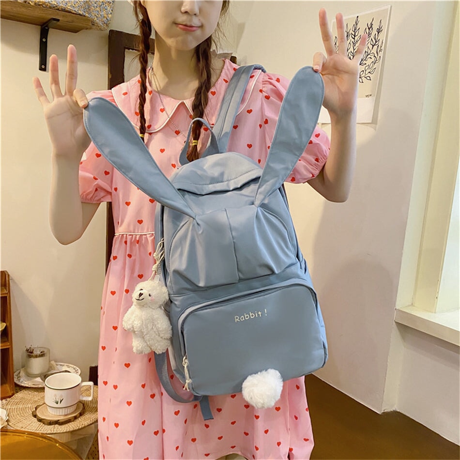 Kawaii Bunny Ears Backpack Bag-Enchanted peach