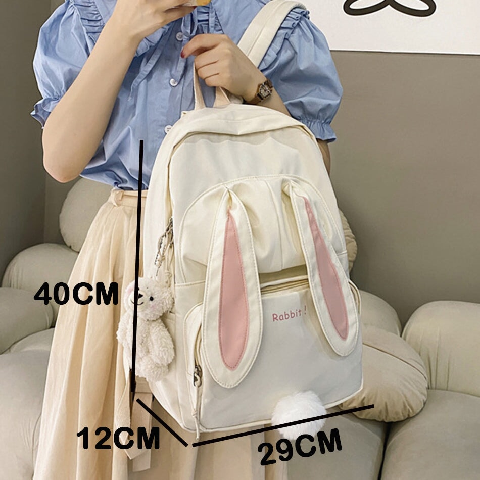 Kawaii Bunny Ears Backpack Bag-Enchanted peach