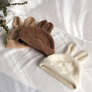 Kawaii Bunny Ears Beanie Hat-Enchanted peach