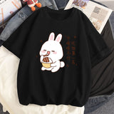 Kawaii Bunny Eating Cotton Women's Tee-Enchanted peach